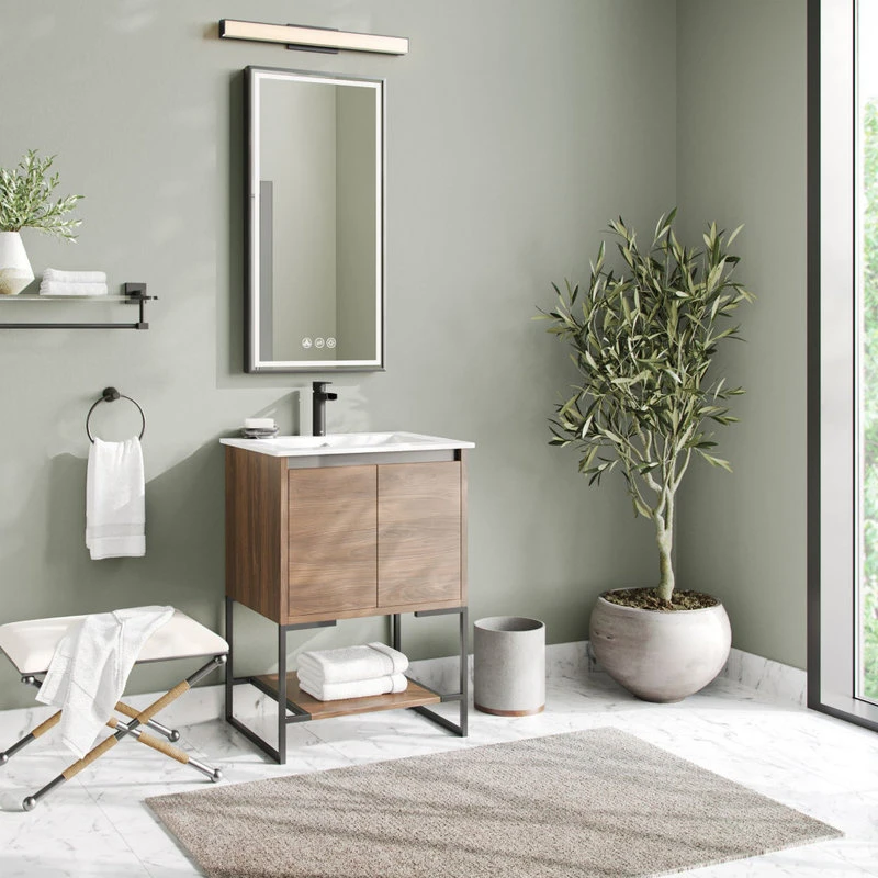 MOD Foundry Bath Vanity, Walnut, 24", Integrated Single Sink, Freestanding 4 MOD Foundry Bath Vanity, Walnut, 24", Integrated Single Sink, Freestanding - Image 2