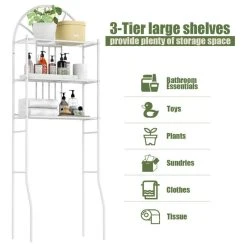 Costway 3 Shelf Over The Toilet Bathroom Space Saver Towel Storage Rack White -Kraus Shop c451878700d3eeaf 0419 w800 h800 b1 p0