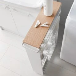 Yamazaki Home Rolling Storage Cart, Steel, Holds 26.4 Lbs, White -Kraus Shop c4f103f3025ad630 9603 w800 h800 b0 p0