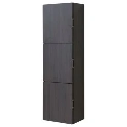 KUBEBATH 18" Wide By 59" High Linen Side CabinetThree Doors, High Gloss Gray Oak Finish