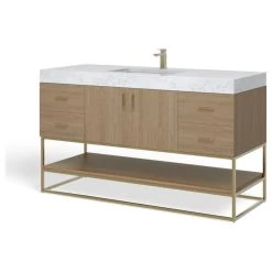 MOD Bahia Bath Vanity, Oak, 60", Brushed Gold Hardware, Single, Freestanding -Kraus Shop c56177da03acb060 1946 w800 h800 b1 p0