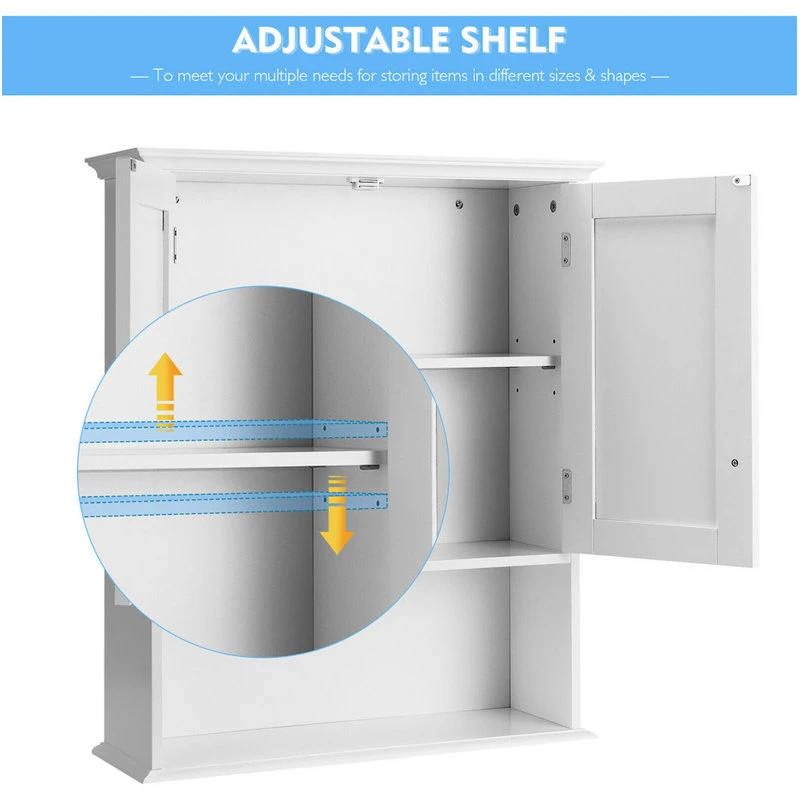 Costway Wall Mount Bathroom Cabinet Storage Organizer Medicine Cabinet Kitchen 6 Costway Wall Mount Bathroom Cabinet Storage Organizer Medicine Cabinet Kitchen - Image 4