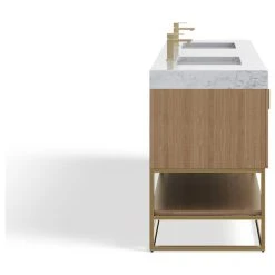 MOD Bahia Bath Vanity, Oak, 84", Brushed Gold Hardware, Double, Freestanding -Kraus Shop c8d1a0bc03c743b5 6743 w800 h800 b1 p0