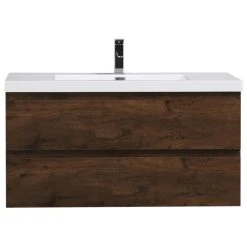 Bathroom Vanity Wholesale INC. MOB 42" Wall Mounted Vanity With Reinforced Acrylic Sink, Rosewood