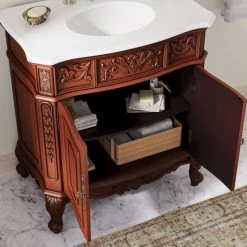 MOD The Carlton Bathroom Vanity, Single Sink, 33", Cherry, Freestanding -Kraus Shop cbf1e72e03d99186 0426 w800 h800 b0 p0