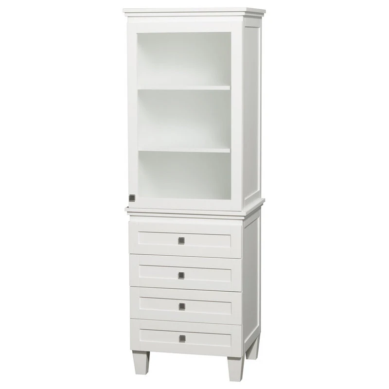 Wyndham Collection Acclaim Bathroom Linen Tower, White, Shelved Cabinet Storage, 4 Drawers 3 Wyndham Collection Acclaim Bathroom Linen Tower, White, Shelved Cabinet Storage, 4 Drawers
