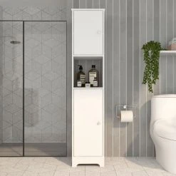 RST Brands Pinion Mid-century Modern Linen Cabinet, White Veneer -Kraus Shop ce51370001854e68 9114 w800 h800 b0 p0