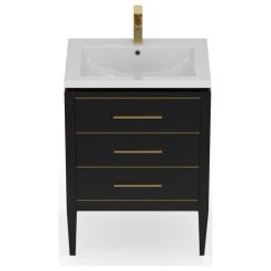 MOD Celios Bathroom Vanity, Single Sink, 24", Black With Brass Trim, Freestanding -Kraus Shop ce91a9c203d0571d 8460 w800 h800 b1 p0