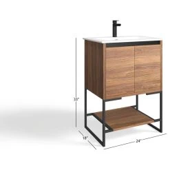 MOD Foundry Bath Vanity, Walnut, 24", Integrated Single Sink, Freestanding 22 MOD Foundry Bath Vanity, Walnut, 24", Integrated Single Sink, Freestanding -Kraus Shop cfc116de034726be 1824 w800 h800 b1 p0