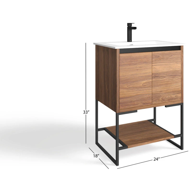 MOD Foundry Bath Vanity, Walnut, 24", Integrated Single Sink, Freestanding 10 MOD Foundry Bath Vanity, Walnut, 24", Integrated Single Sink, Freestanding - Image 8