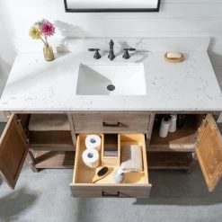 Urban Furnishing Harvey Farmhouse Bathroom Sink Vanity Brown Spruce, 54" -Kraus Shop d0c1db910056fcd1 5307 w800 h800 b0 p0