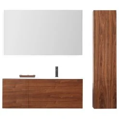 Cartisan Design & Build Group, Inc. FIGURE Walnut Wall Mount Modern Bathroom Side Cabinet, 13" -Kraus Shop d1d1958c030d5405 9080 w800 h800 b1 p0