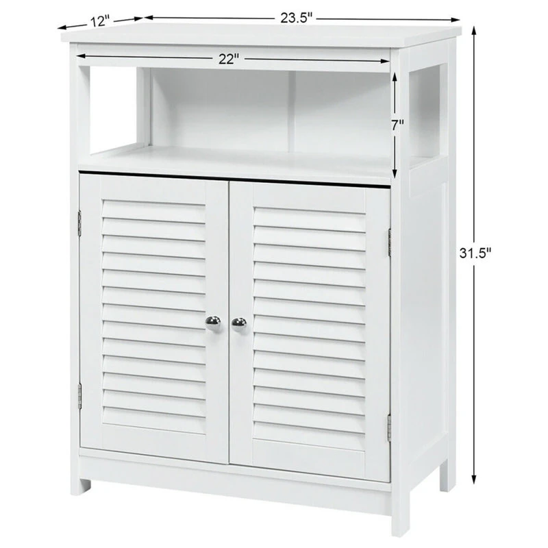 Costway Bathroom Wood Storage Cabinet W/ Double Shutter Door 5 Costway Bathroom Wood Storage Cabinet W/ Double Shutter Door - Image 3