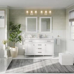 MOD The Joyce Bathroom Vanity, Double Sink, 54", White, Freestanding