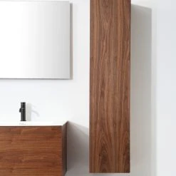 Cartisan Design & Build Group, Inc. FIGURE Walnut Wall Mount Modern Bathroom Side Cabinet, 13" -Kraus Shop d2b1c086030d5412 9080 w800 h800 b0 p0