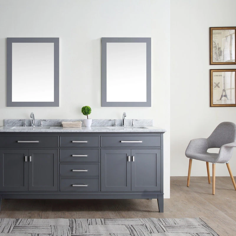 Ari Kitchen & Bath Danny 72" Double Bathroom Vanity In Maple Gray With Italian Carrara Marble Top 4 Ari Kitchen & Bath Danny 72" Double Bathroom Vanity In Maple Gray With Italian Carrara Marble Top - Image 2