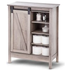Landia Home Bathroom Storage Cabinet With Sliding Barn Door