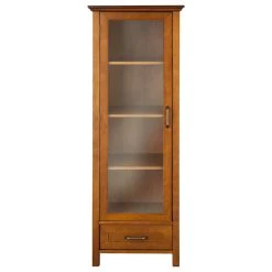Versanora Wooden Bathroom Linen Storage Cabinet Oil Oak