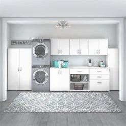 Bush Business Furniture Universal Laundry Room Cabinet With Doors In White - Engineered Wood -Kraus Shop d5e1f1a9020c9138 3763 w800 h800 b0 p0