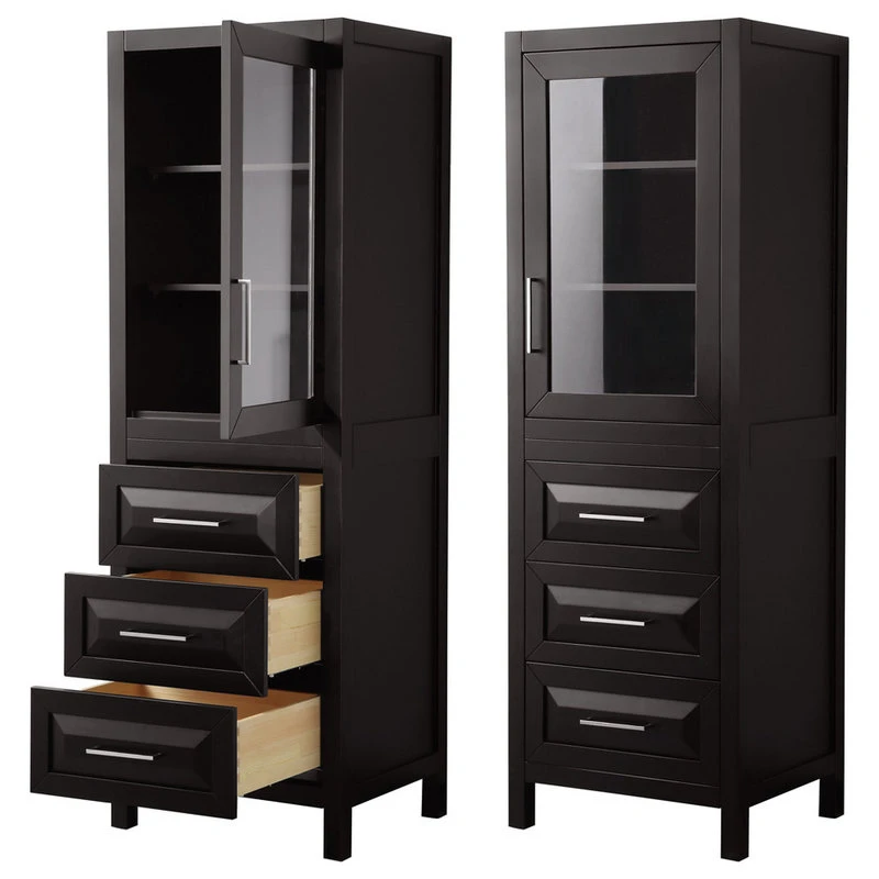 Wyndham Collection Daria Linen Tower In Dark Espresso With Chrome Trim & Shelved Cabinet Storage 5 Wyndham Collection Daria Linen Tower In Dark Espresso With Chrome Trim & Shelved Cabinet Storage - Image 3