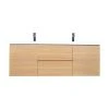 Bathroom Vanity Wholesale INC. MOB 60" Wall-Mounted Double Bathroom Vanity In White Oak