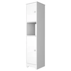 RST Brands Pinion Mid-century Modern Linen Cabinet, White Veneer
