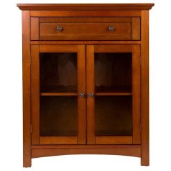 Glitzhome 32"H Wooden Shelved Floor Storage Cabinet With 1 Drawer And Double Doo