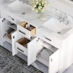 MOD The Polaris Bathroom Vanity, Double Sink, 60", Pure White, Freestanding -Kraus Shop dd41e8e203d046be 4362 w800 h800 b0 p0