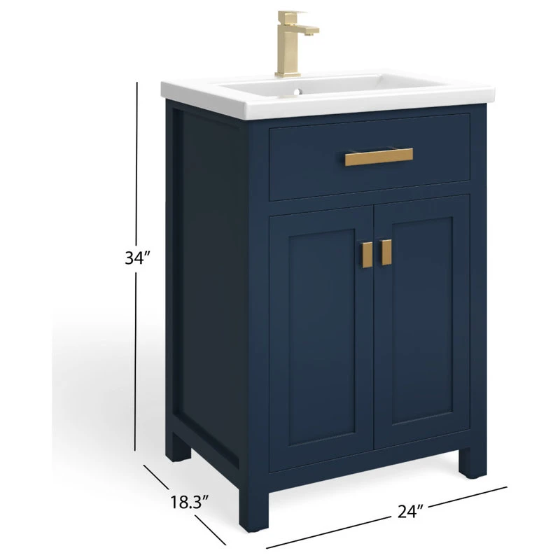 MOD Savoy Bath Vanity, Single Sink, 24", Blue, Freestanding, Mirror 10 MOD Savoy Bath Vanity, Single Sink, 24", Blue, Freestanding, Mirror - Image 8