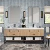 MOD Bahia Bath Vanity, Oak, 84", Matte Black Hardware, Double, Freestanding