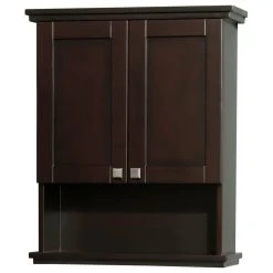 Wyndham Collection Acclaim Solid Oak Bathroom Wall-Mounted Storage Cabinet, Espresso