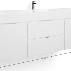 MOD Boutique Bath Vanity, High Gloss White, 60", Single Sink, Wall Mount -Kraus Shop e2a1c68f03471d74 9767 w800 h800 b0 p0