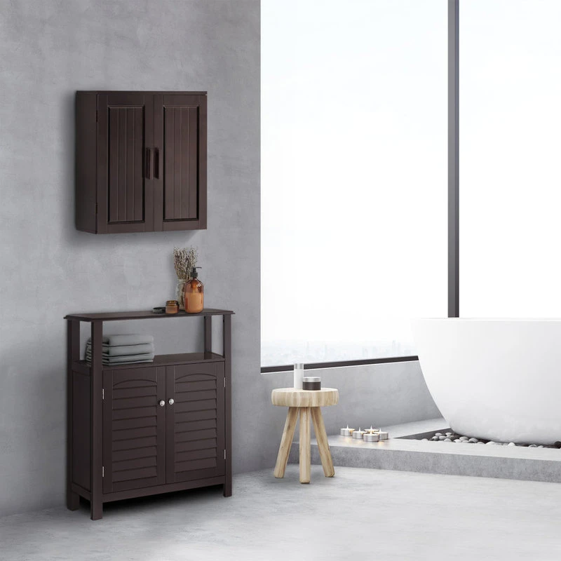 Versanora Wooden Bathroom Storage Wall Cabinet 2 Doors 5 Versanora Wooden Bathroom Storage Wall Cabinet 2 Doors - Image 3