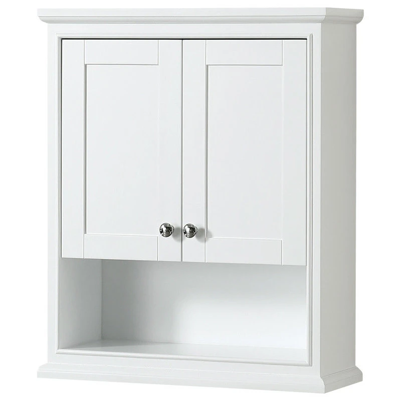 Wyndham Collection Deborah Over-the-Toilet Wall-Mounted Storage Cabinet In White 3 Wyndham Collection Deborah Over-the-Toilet Wall-Mounted Storage Cabinet In White