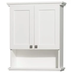 Wyndham Collection Acclaim Solid Oak Bathroom Wall-Mounted Storage Cabinet, White