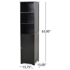GDFStudio Lauren Modern Free Standing Bathroom Linen Tower Storage Cabinet, Black -Kraus Shop e5a16db10f9069b9 0870 w800 h800 b1 p0