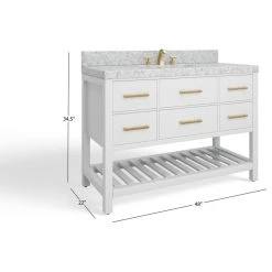 MOD Arcadia Bath Vanity, White, 48", Gold Hardware, Single, Freestanding -Kraus Shop e6f10e87034728f7 2019 w800 h800 b1 p0
