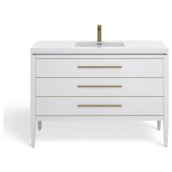 MOD Celios Bathroom Vanity, Single Sink, 48", White With Brass Trim, Freestanding -Kraus Shop e7e1f4fa03d05729 8453 w800 h800 b1 p0