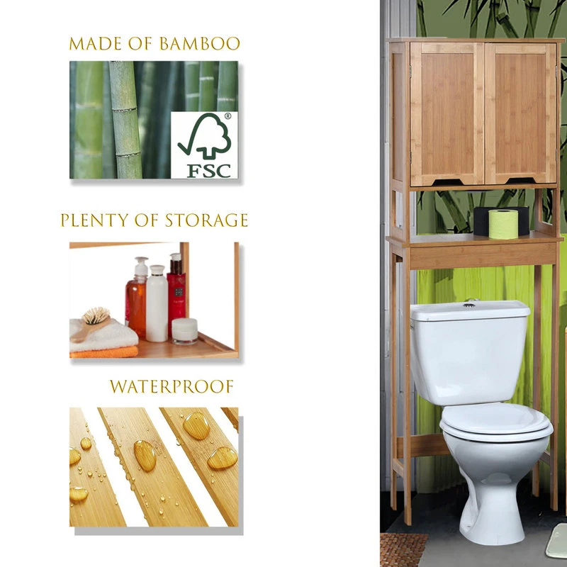 EVIDECO Over The Toilet Storage Cabinet Bathroom Mahe Bamboo - Wood, Mahe 5 EVIDECO Over The Toilet Storage Cabinet Bathroom Mahe Bamboo - Wood, Mahe - Image 3