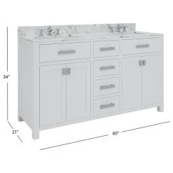 MOD The Polaris Bathroom Vanity, Double Sink, 60", Pure White, Freestanding -Kraus Shop e8b1f37303d046e2 4362 w800 h800 b1 p0