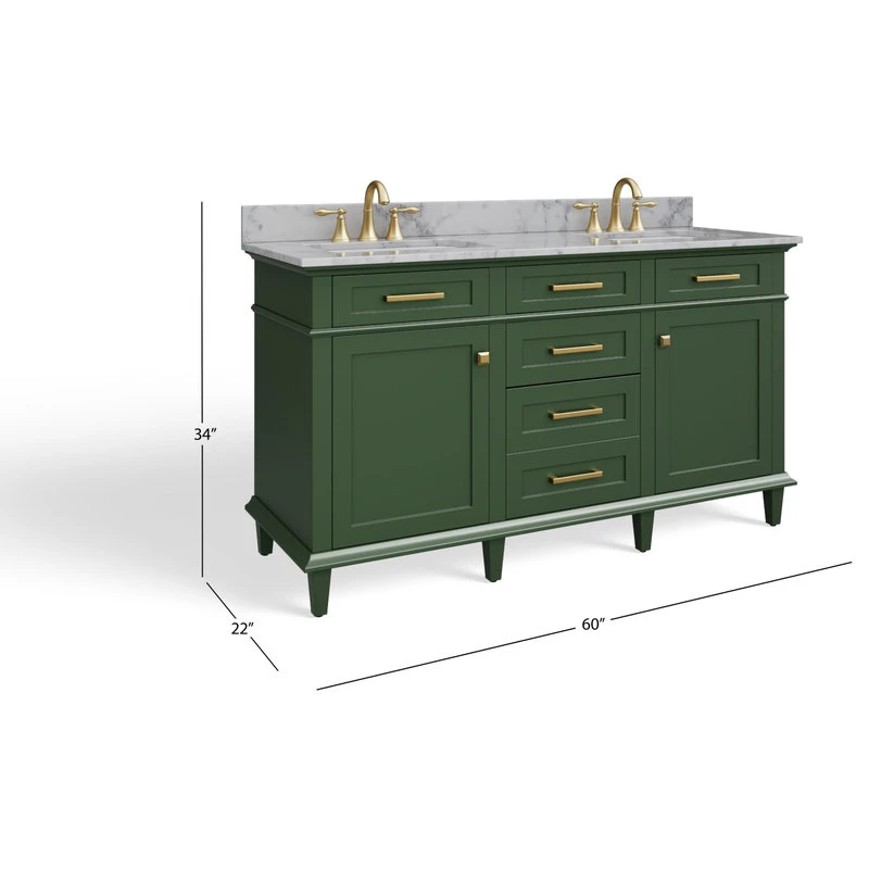 MOD The Joyce Bathroom Vanity, Double Sink, 60", Vogue Green, Freestanding 10 MOD The Joyce Bathroom Vanity, Double Sink, 60", Vogue Green, Freestanding - Image 8