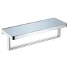Lexora Bagno Bianca St. Steel Wh. Glass Shelf, Towel Bar Chrome