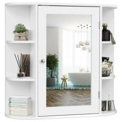 Costway Multipurpose Mount Wall Surface Bathroom Storage Cabinet Mirror