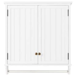 Bolton Furniture, Inc. Dover 27"W X 29"H Wall Mounted Bathroom Storage Cabinet, 2 Doors And Towel Rod