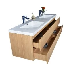 Bathroom Vanity Wholesale INC. MOB 72" Double Sink Wall Mounted Vanity With Acrylic Sink, White Oak -Kraus Shop f031907100a0a0e4 4134 w800 h800 b1 p0