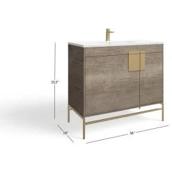 MOD Lockhart Bath Vanity, Taupe, 36", Single Sink, Freestanding -Kraus Shop f091456d03472694 9265 w800 h800 b1 p0