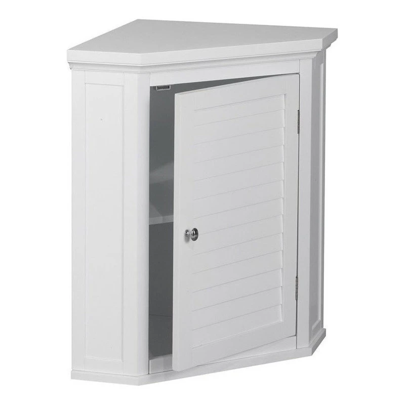 Pemberly Row 1-Door Corner Wall Cabinet In White 3 Pemberly Row 1-Door Corner Wall Cabinet In White