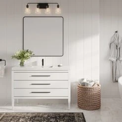 MOD Celios Bathroom Vanity, Single Sink, 48", White With Black Trim, Freestanding -Kraus Shop f341fe5c03d05703 8556 w800 h800 b0 p0