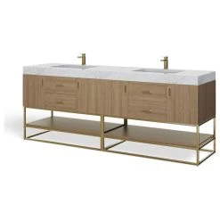 MOD Bahia Bath Vanity, Oak, 84", Brushed Gold Hardware, Double, Freestanding -Kraus Shop f391973403c743b2 6743 w800 h800 b1 p0