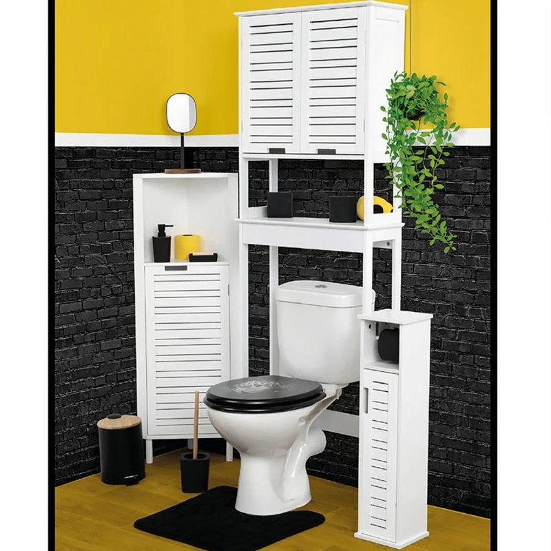EVIDECO 2 In 1 Toilet Roll Holder And Storage Unit Cabinet, Miami White 4 EVIDECO 2 In 1 Toilet Roll Holder And Storage Unit Cabinet, Miami White - Image 2
